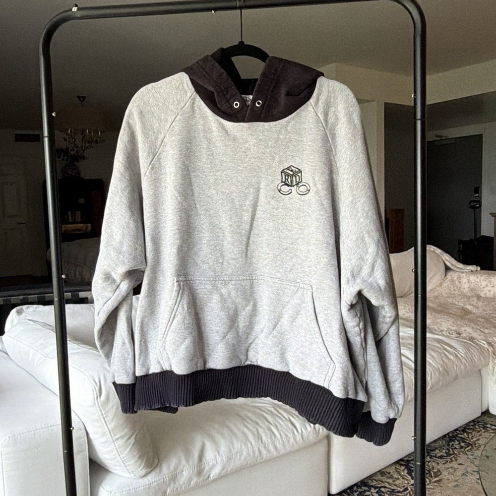 Enfants Riches Deprimes Men's Pullover Hoodie Gray/Black Solid Hooded Pockets M